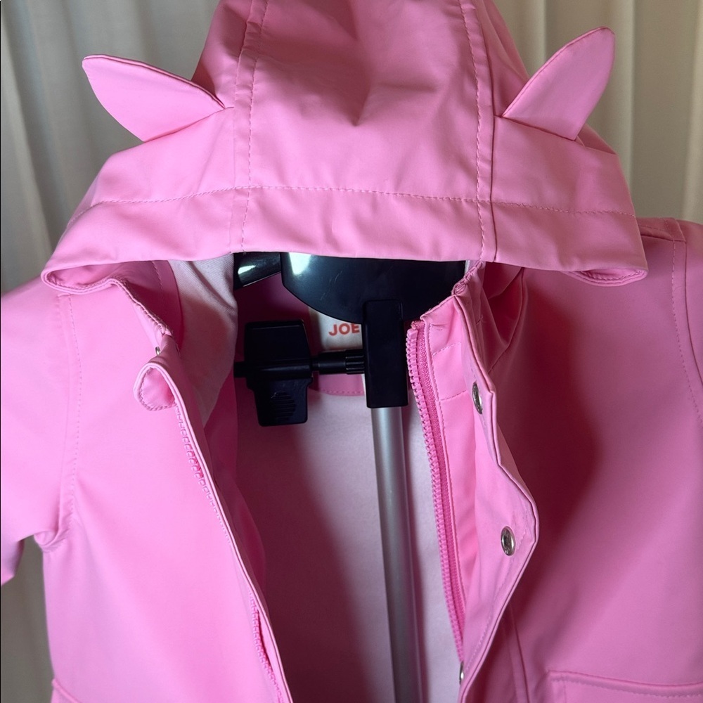 Joe Fresh Toddler Girls Pink Rain Jacket Hooded Coat Cute Ear Details Size 2 - Picture 5 of 5